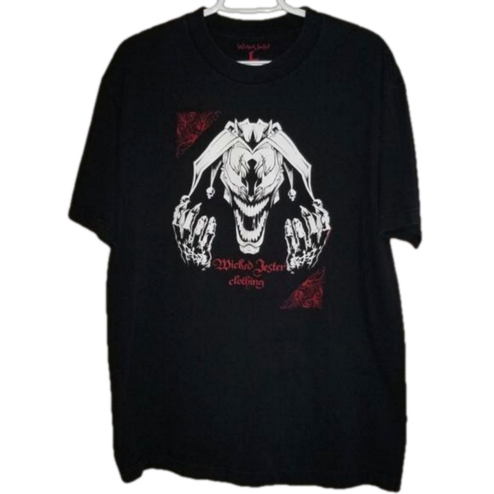 Wicked Jester Double Sided Graphic Black T Shirt Label Reads Size L